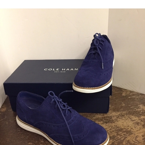 Cole Haan Other - Cole Haan Blue Suede Oxfords with White Sole